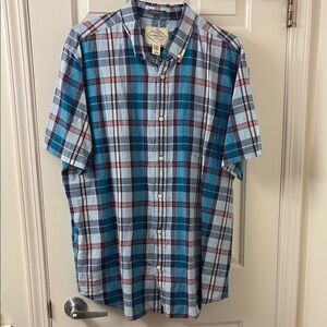 St. John's Bay Blue and Red Casual Button Down Shirt
